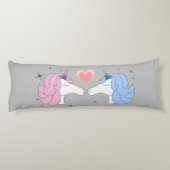 Cute Romantic Unicorns Fairy Tale Pink Blue Grey Lichaamskussen (Achterkant)