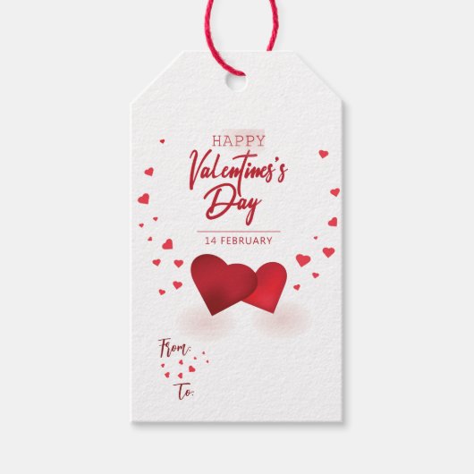 Cute romantic Valentijnsdag love red harts Cadeaulabel (Voorkant)