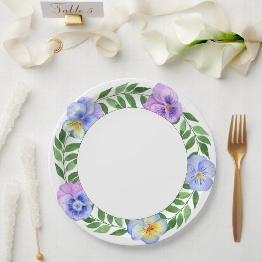 Cute Romantic Waterverven Birthday Paper Pl Papieren Bordje (Huwelijk)