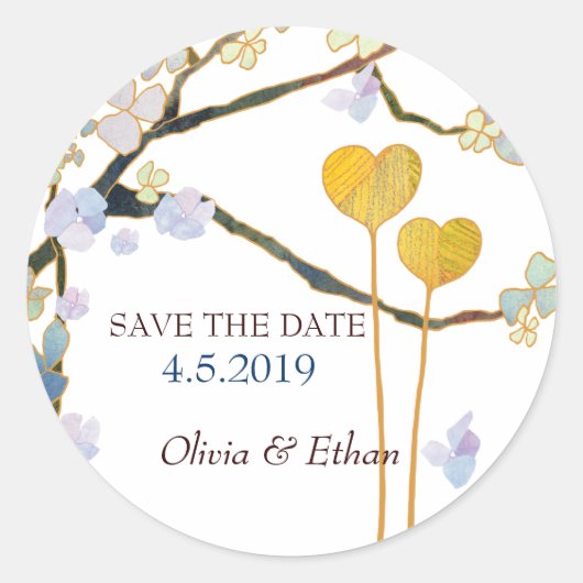 Cute Romantic Wedding Save the Date Ronde Sticker (Voorkant)
