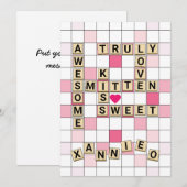 Cute Romantic Word Tile Puzzle Valentijn Feestdagenkaart (Voorkant / Achterkant)