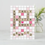Cute Romantic Word Tile Puzzle Valentijn Feestdagenkaart (Staand voorkant)
