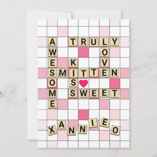 Cute Romantic Word Tile Puzzle Valentijn Feestdagenkaart
