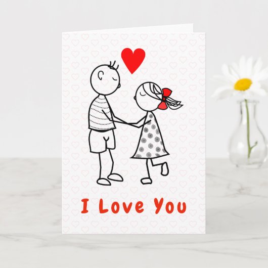 Cute Romantisch Paar Ik Hou Van Jou Kaart (Kleine Plant)
