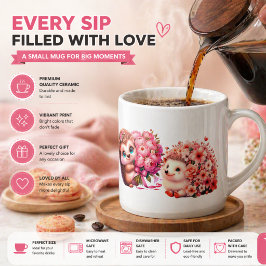 Cute Romantische Egel Espressokop – Bloemenkoppel Espresso Kop