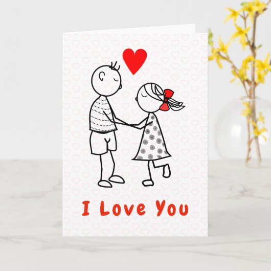 Cute Romantische Paar I Love You Kaart (Gele Bloem)