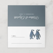 Cute Romantische Paar Pinguïn Trouwdag Plaatskaartje (Buitenkant ongevouwen)