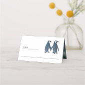 Cute Romantische Paar Pinguïn Trouwdag Plaatskaartje (Voorkant)