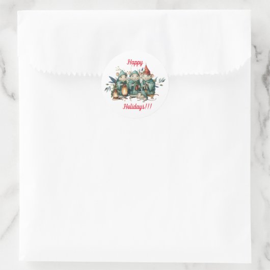 Cute Ronde Kerst Muizen Stickers (Tas)