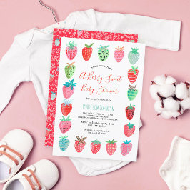 Cute | Rood | Aardbei | Baby Shower | Uitnodiging