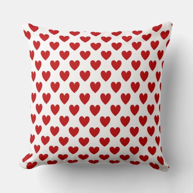 Cute Rood en Witte Hartjes Patroon Kussen (Voorkant)