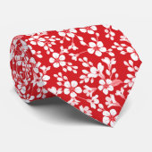 Cute rood klein bloempatroon stropdas (Opgerold)