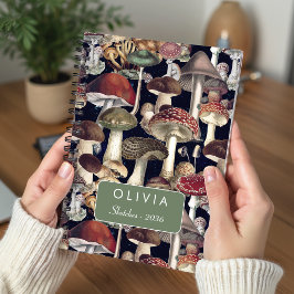 Cute Rood Zwarte Paddenstoel Schimmel Patroon Notitieboek