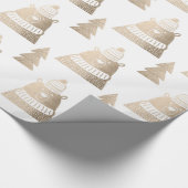 Cute roos beer met kerstboom cadeaupapier (Hoek)