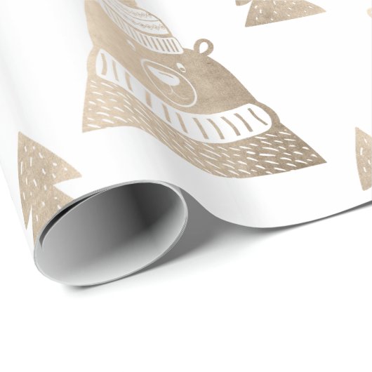 Cute roos beer met kerstboom cadeaupapier (Rol Hoek)