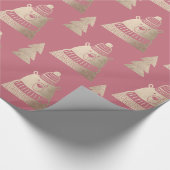 Cute  roos beer met kerstboom  cadeaupapier (Hoek)