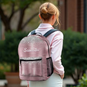 Cute roos blush Silver Faux monogram Bedrukte Rugzak