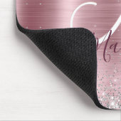 Cute roos blush Silver Faux monogram Muismat (Hoek)