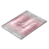 Cute roos blush Silver Faux monogram Notitieboek (Linkerzijde)