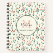 Cute Roos Flower Ivory roze Monogram Notitieboek (Voorkant)