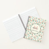Cute Roos Flower Ivory roze Monogram Notitieboek (Binnen)