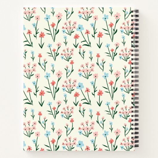 Cute Roos Flower Ivory roze Monogram Notitieboek (Achterkant)