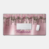 Cute Roos gold Brown Glitter Driemonogram Bureaumat (Keyboard & Muis)