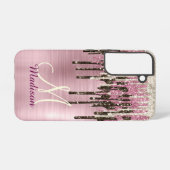 Cute Roos gold Brown Glitter Driemonogram Samsung Galaxy Hoesje (Achterkant horizontaal)