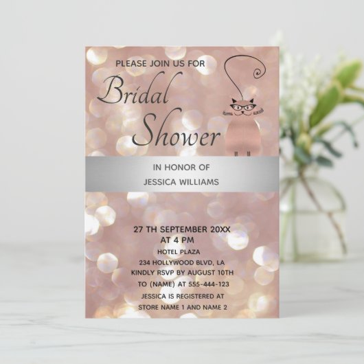 Cute roos Gold cat bokee Kaart (Staand voorkant)