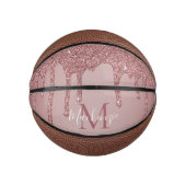Cute Roos Gold Driving Glitter Monogram Basketbal (Voorkant)
