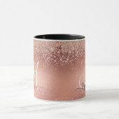 Cute roos gold faux glitter monogram mok (Midden)