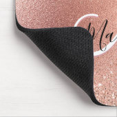 Cute roos gold faux glitter monogram muismat (Hoek)