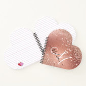 Cute roos gold faux glitter monogram notitieboek (Binnen)