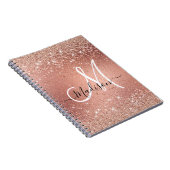 Cute roos gold faux glitter monogram notitieboek (Rechterzijde)