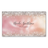 Cute roos gold faux zilverglitter monogram magnetisch visitekaartje (Voorkant)