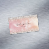 Cute roos gold faux zilverglitter monogram magnetisch visitekaartje (Voorbeeld)