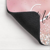 Cute roos gold faux zilverglitter monogram muismat (Hoek)