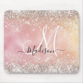 Cute roos gold faux zilverglitter monogram muismat (Voorkant)
