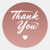 Cute Roos Gold gradiënt Achtergrond Dank u Ronde Sticker (Voorkant)