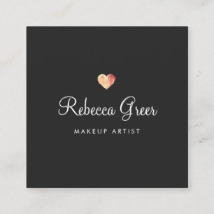 Cute Roos Gold Heart Black Beauty Consultant Vierkante Visitekaartje