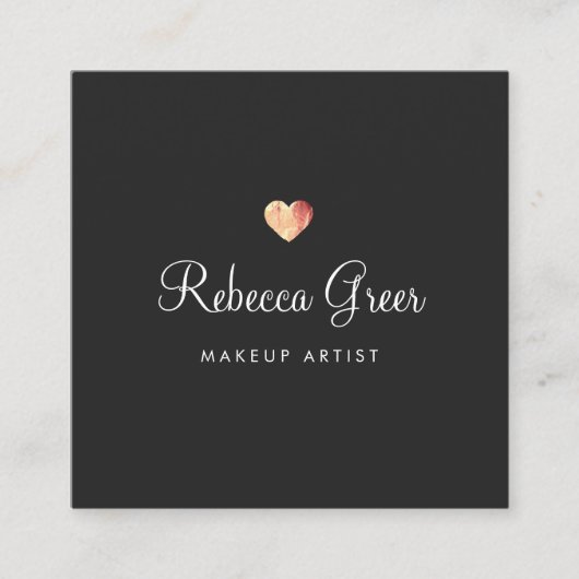 Cute Roos Gold Heart Black Beauty Consultant Vierkante Visitekaartje (Voorkant)