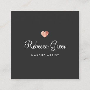 Cute Roos Gold Heart Black Beauty Consultant Vierkante Visitekaartje