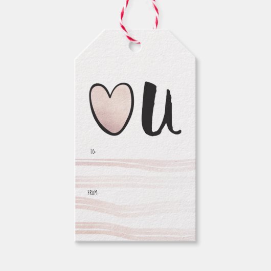 Cute Roos Gold Heart U Valentijnsdag Cadeaulabel (Voorkant)