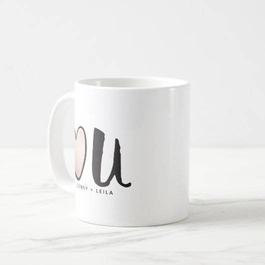 Cute Roos Gold Heart U Valentijnsdag Koffiemok (Voorkant links)