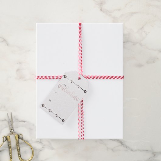 Cute Roos Gold Heart Valentijnsdag Cadeaulabel (Met Touw)