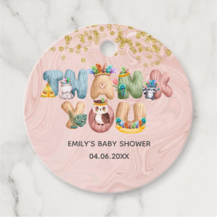 Cute Roos Gold Marble Baby shower Animal Bedankt Bedankjes Labels