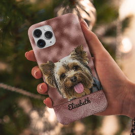 Cute Roos Gold Pink Yorkie Dog Name  Chic Ca iPhone 16 Pro Hoesje