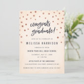 Cute Roos Gold Polka Dot Graduation Invitation Kaart (Staand voorkant)
