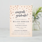 Cute Roos Gold Polka Dot Graduation Invitation Kaart (Staand voorkant)