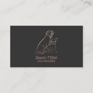 Cute Roos Gold Simple Dogs Groomers Visitekaartje
